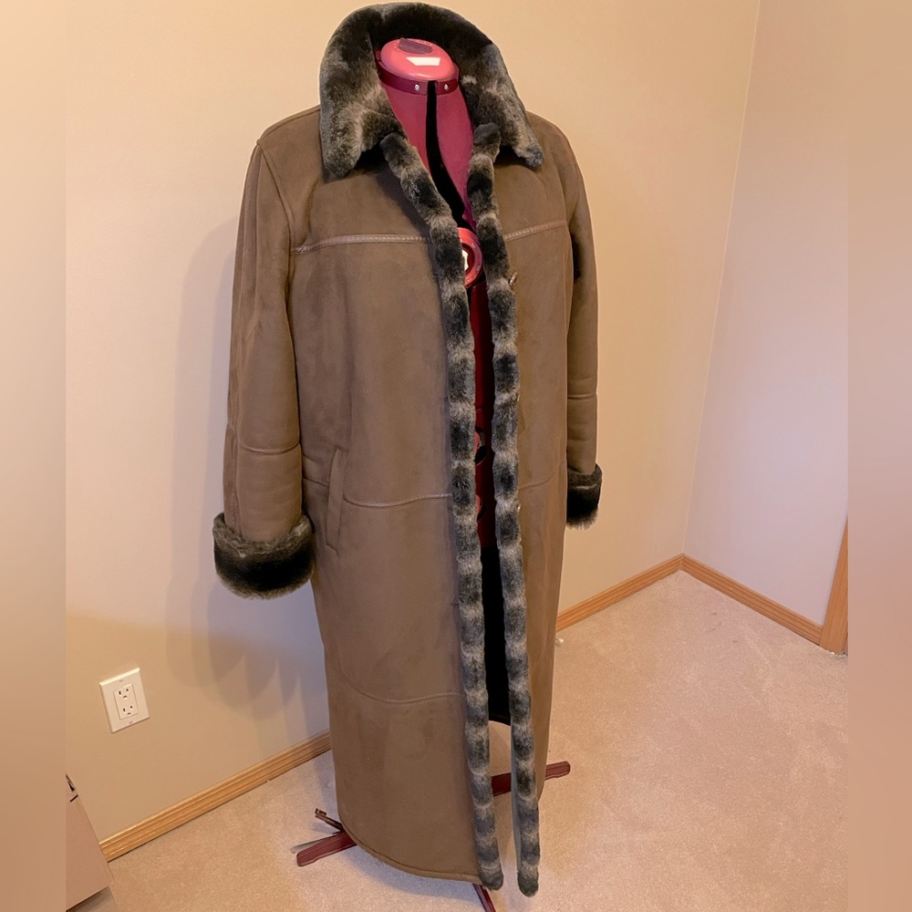 London Fog Faux Shearling full length Coat